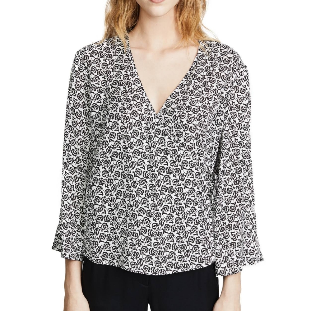 a.l.c. silk ray bell sleeve wrap top